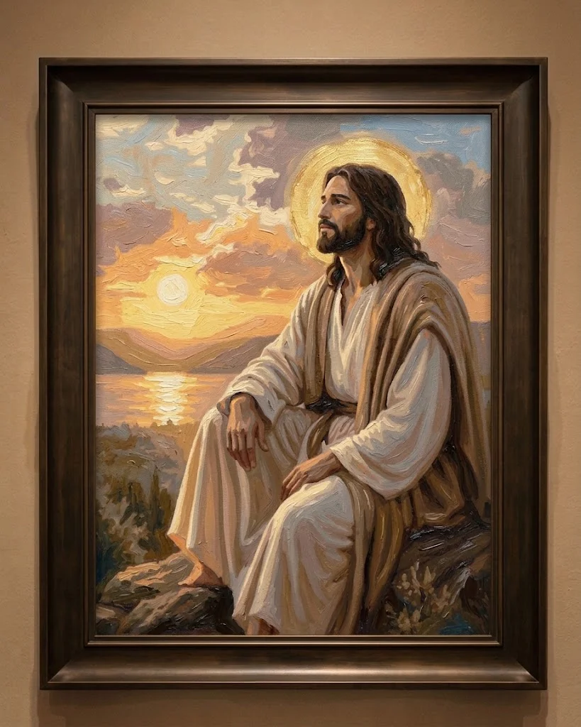 Jesús al atardecer, cuadro terminado