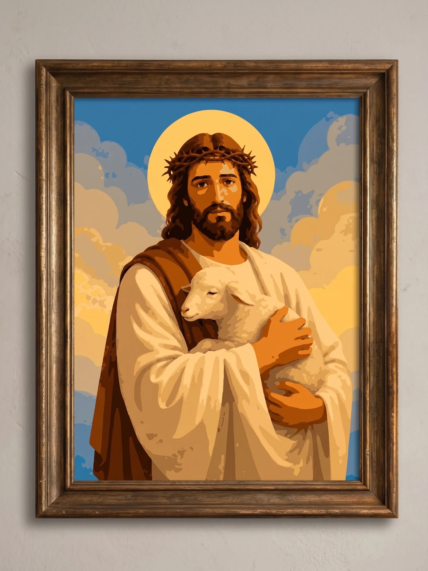 Jesús con el cordero, obra enmarcada